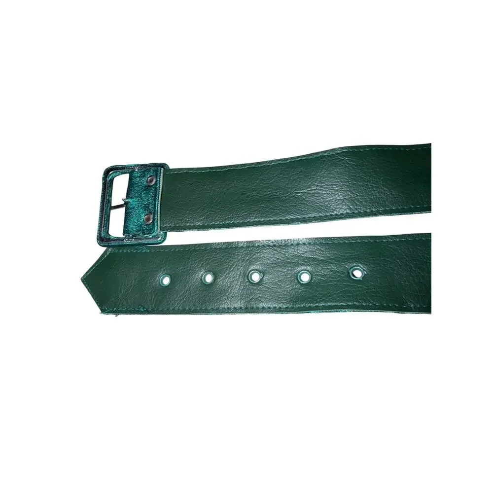 Vintage teal green satin embossed jacquard wide belt women’s 28-32 inches
